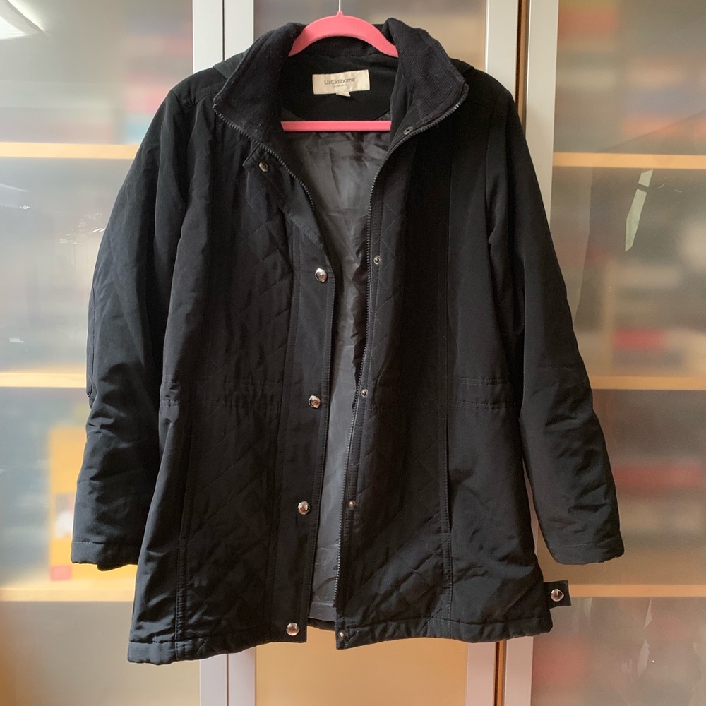 Liz Claiborne Quilted Hooded Jacket Black